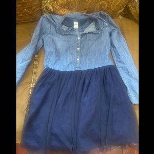 Denim and tuelle dress. Fun for any day! Perfect for your little princess